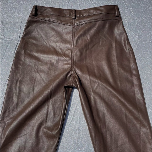 Brown faux-leather flares | Size Small | Motel Zoven Trousers - Picture 3 of 5